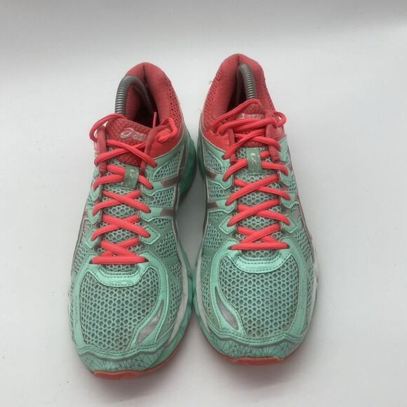 Womens Size 7.5 Asics Gel Kayano 21 Running Training Shoes Mint Green Hot Pink - Picture 3 of 9